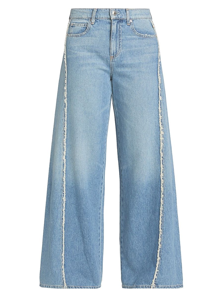 Women's Joss Frayed-Seam Wide-Leg Jeans - Forget Me Not - Size 24
