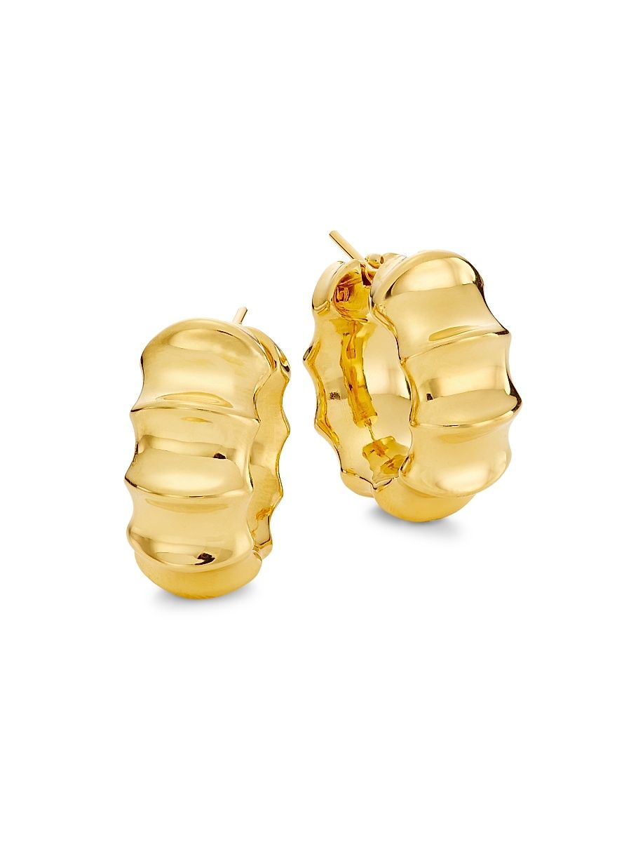 Women's 14K Yellow Gold Scalloped Hoop Earrings - Yellow Gold