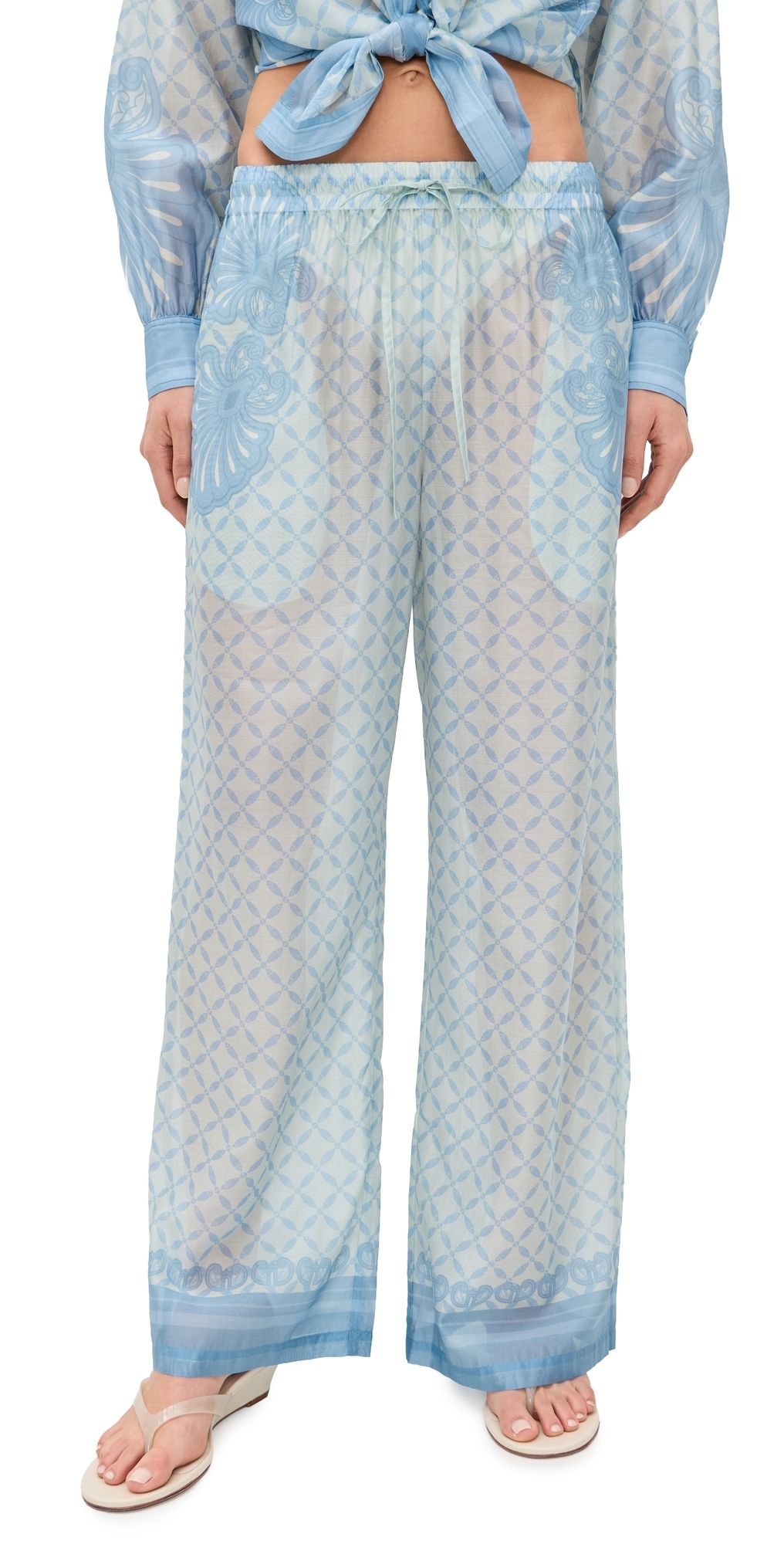 Shani Shemer Macey Pants Aqua Shell Print L