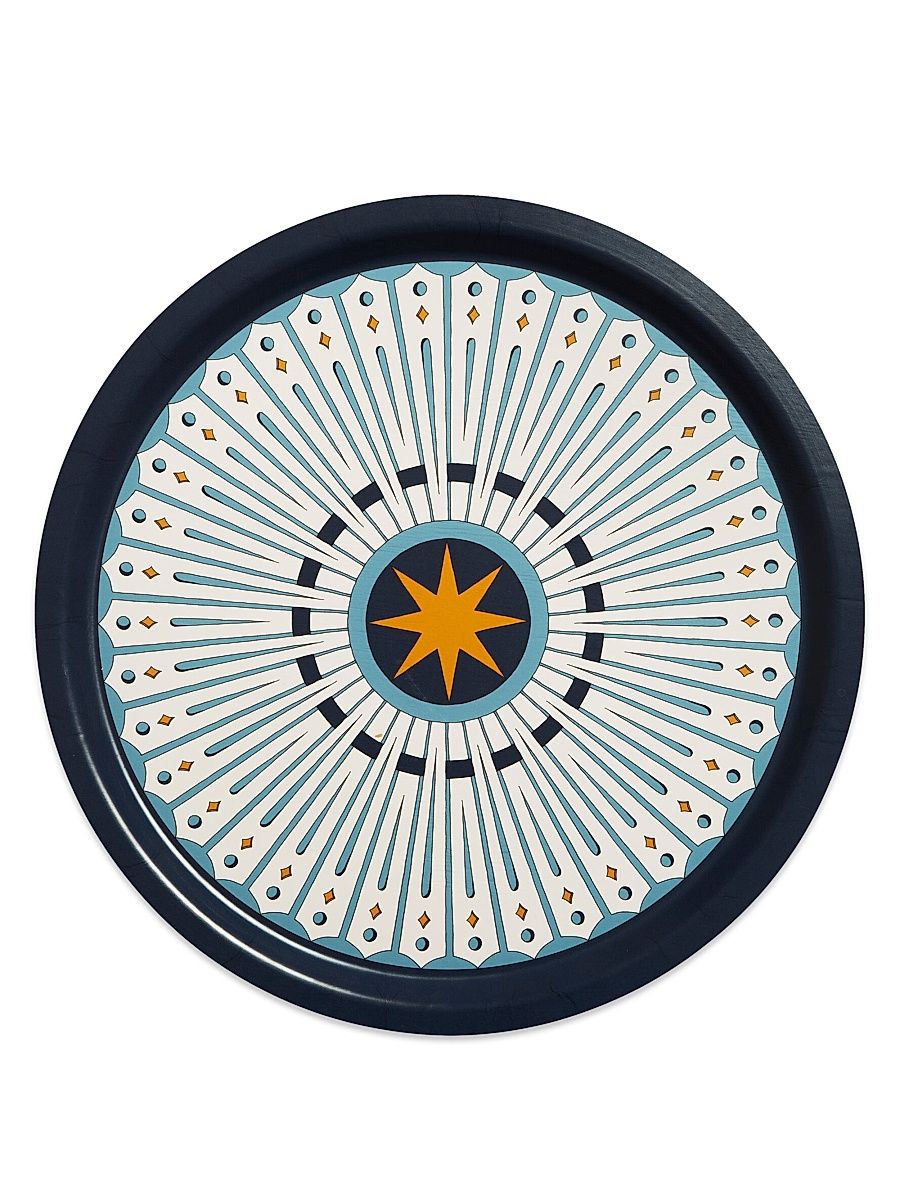 Round Printed Tray - Feria Midnight Blue