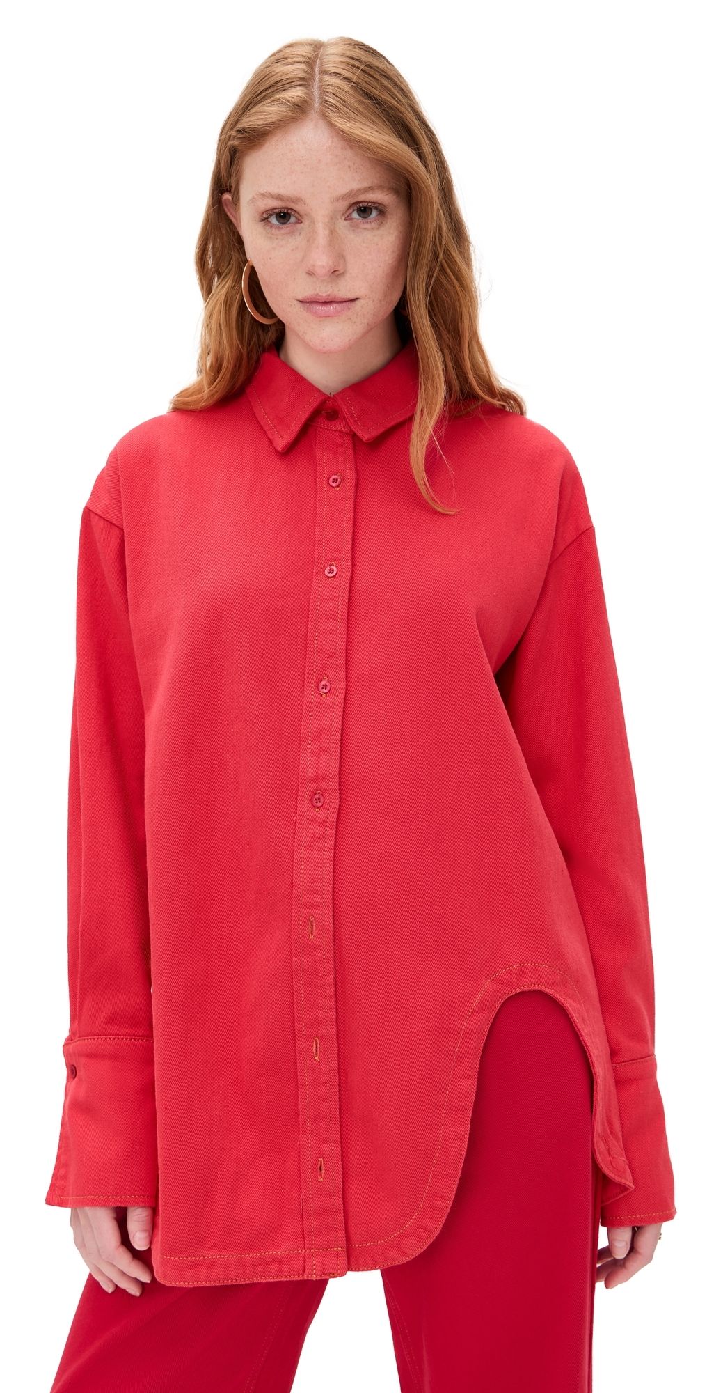 Lioness Off Duty Denim Shirt Crimson M