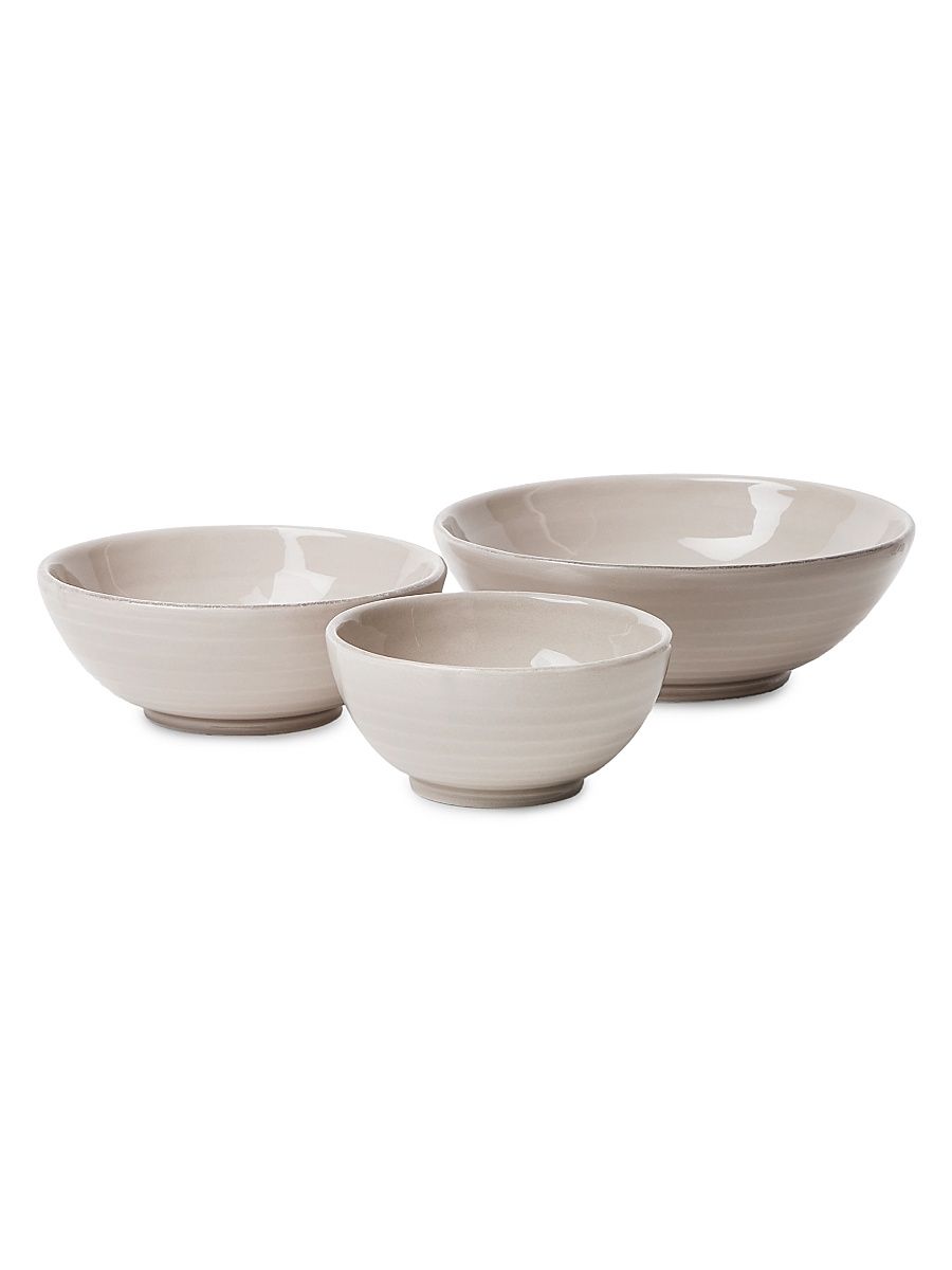 3 Piece Traditional Ceramic Bowl Set - Brown