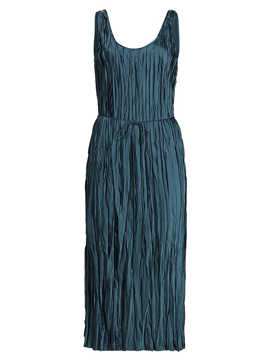 Women's Crushed Bias Strip Tank Dress - Marine Stone - Size Small