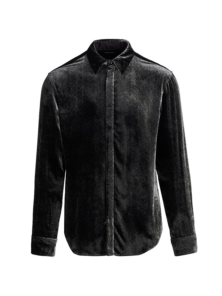 Men's Velvet Tux Shirt - Black Beauty - Size 16