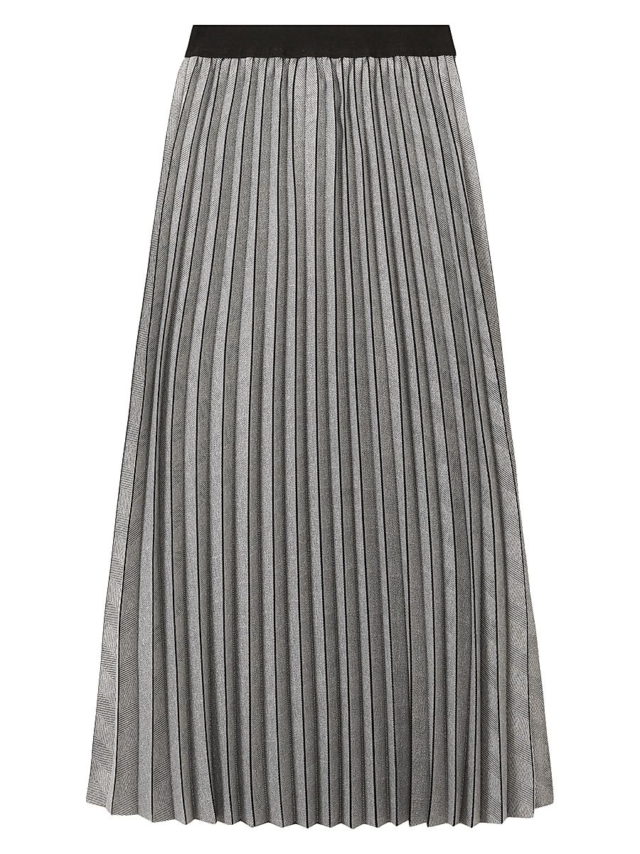 Women's Nova Checked Pleat Midi-Skirt - Grey - Size 4