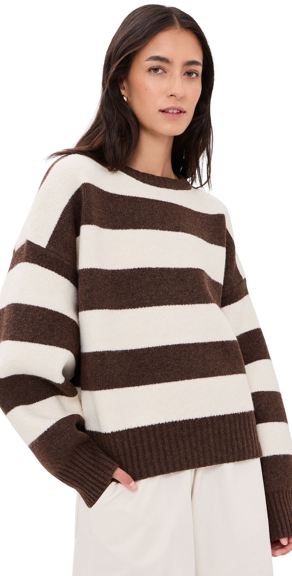 Lioness Dolce Knit Sweater Dark Chocolate Stripe M