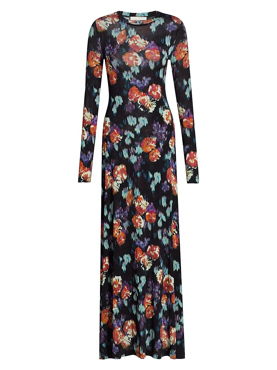 Women's Amari Floral Long-Sleeve Maxi Dress - Nocturne - Size XL