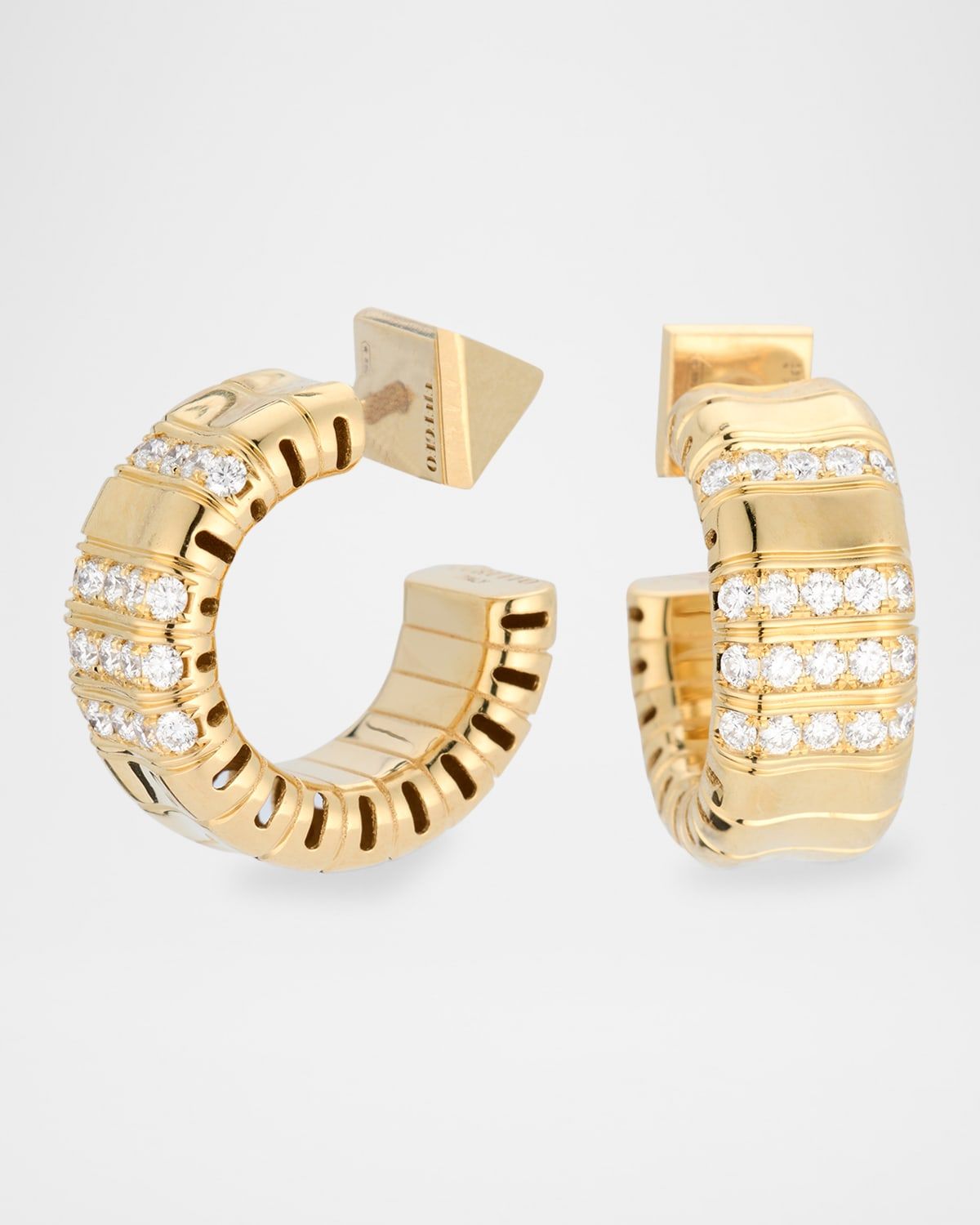 18K Yellow Gold Small Hoop Earrings with Diamonds