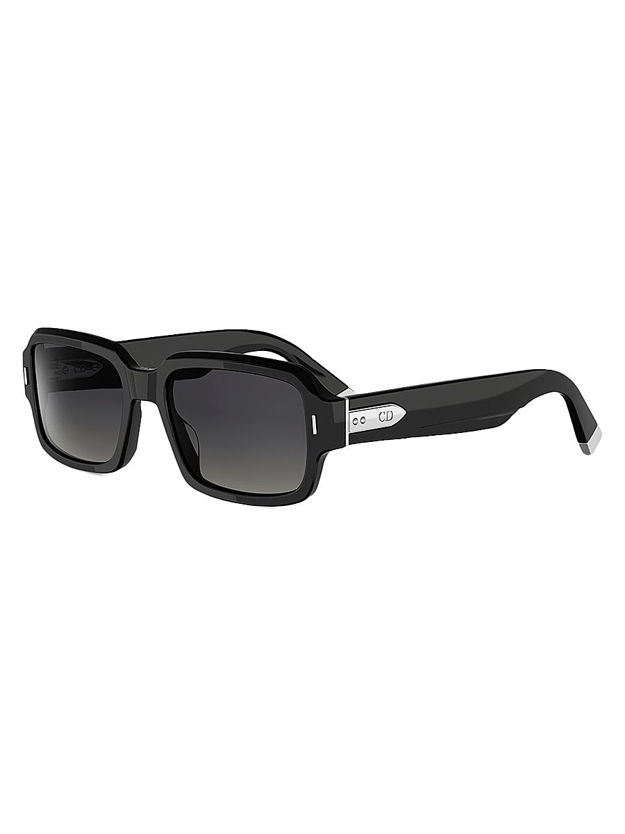 Men's DiorTailoring S2I 56MM Geometric Sunglasses - Black Gradient Smoke