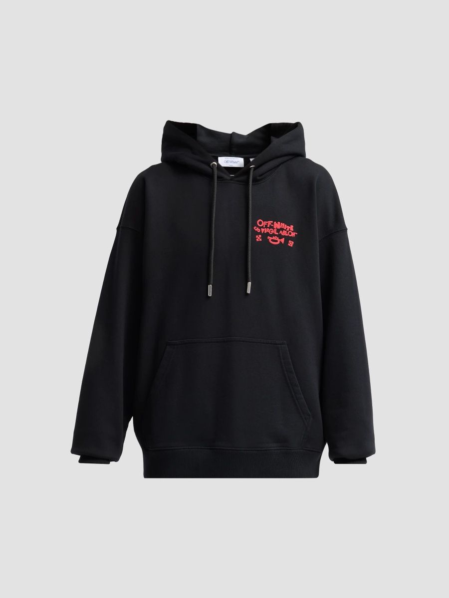 Off-White Men's Arrow Trumpet Cotton Skate Hoodie - Black - Size XXL