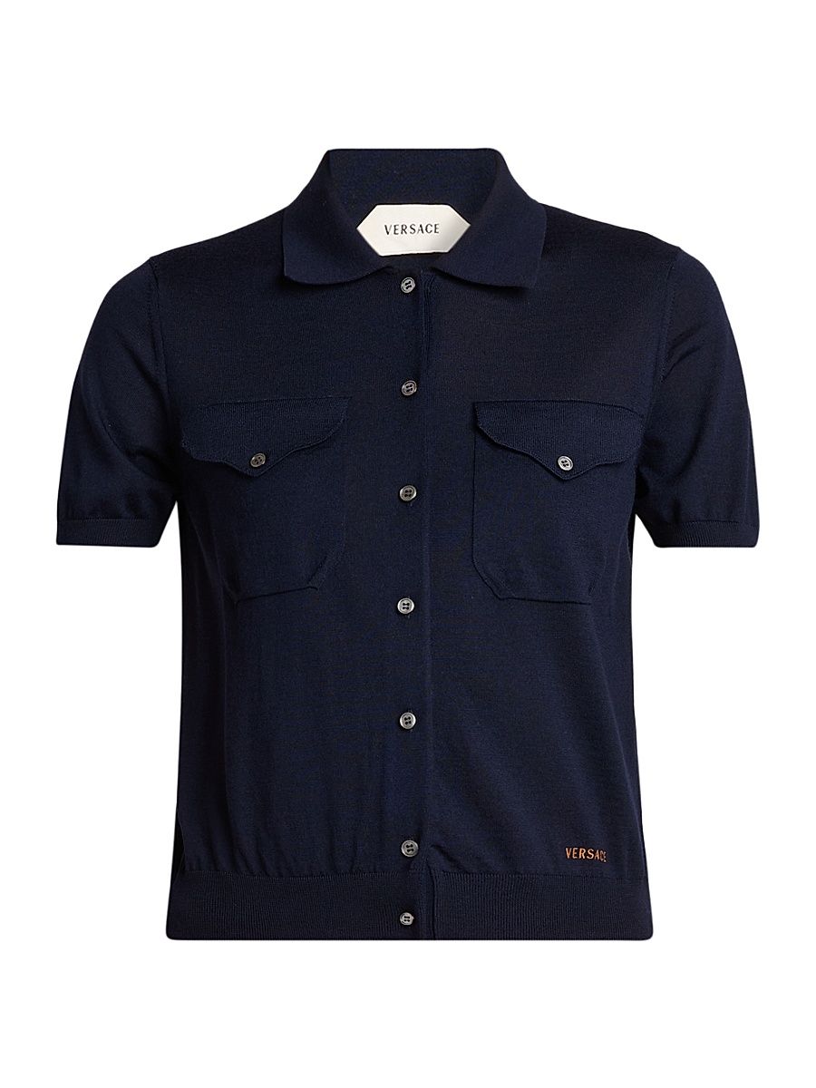 Women's Pocket Wool Shirt - Navy - Size 6