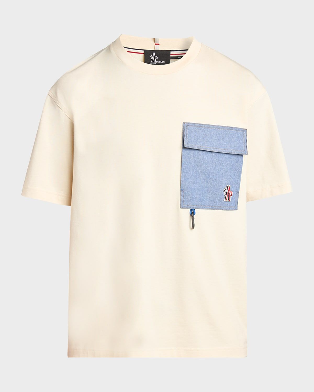 Men & apos;s Denim Pocket Cotton T-Shirt with Clip