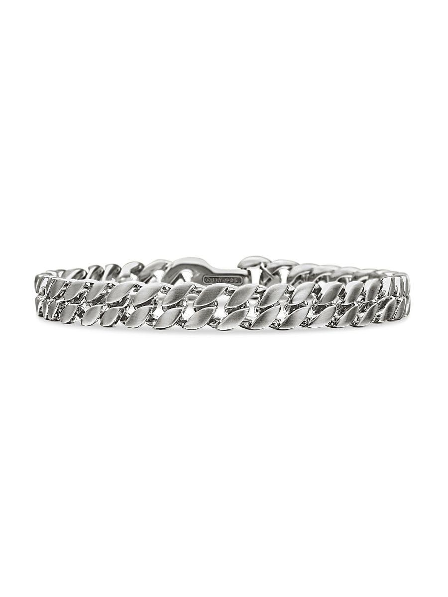 Men's Curb Chain Bracelet in Sterling Silver - Silver - Size XL