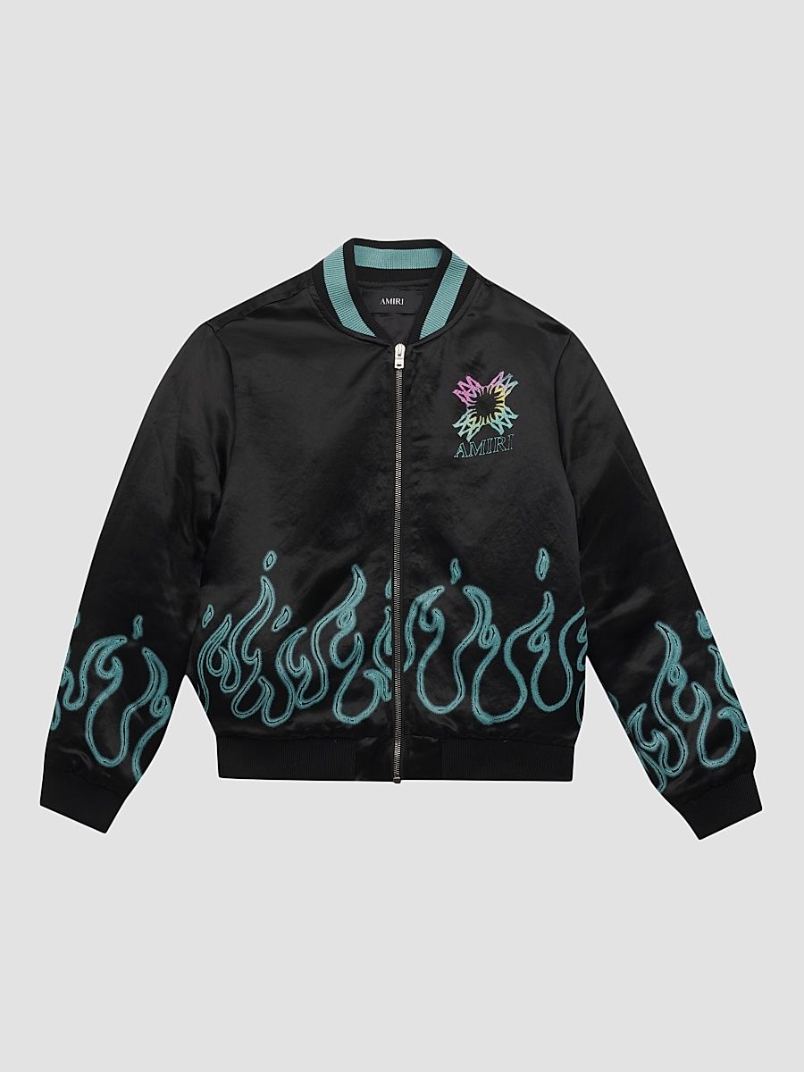 Little Kid's & Kid's Flame Graphic Bomber Jacket - Black - Size 4