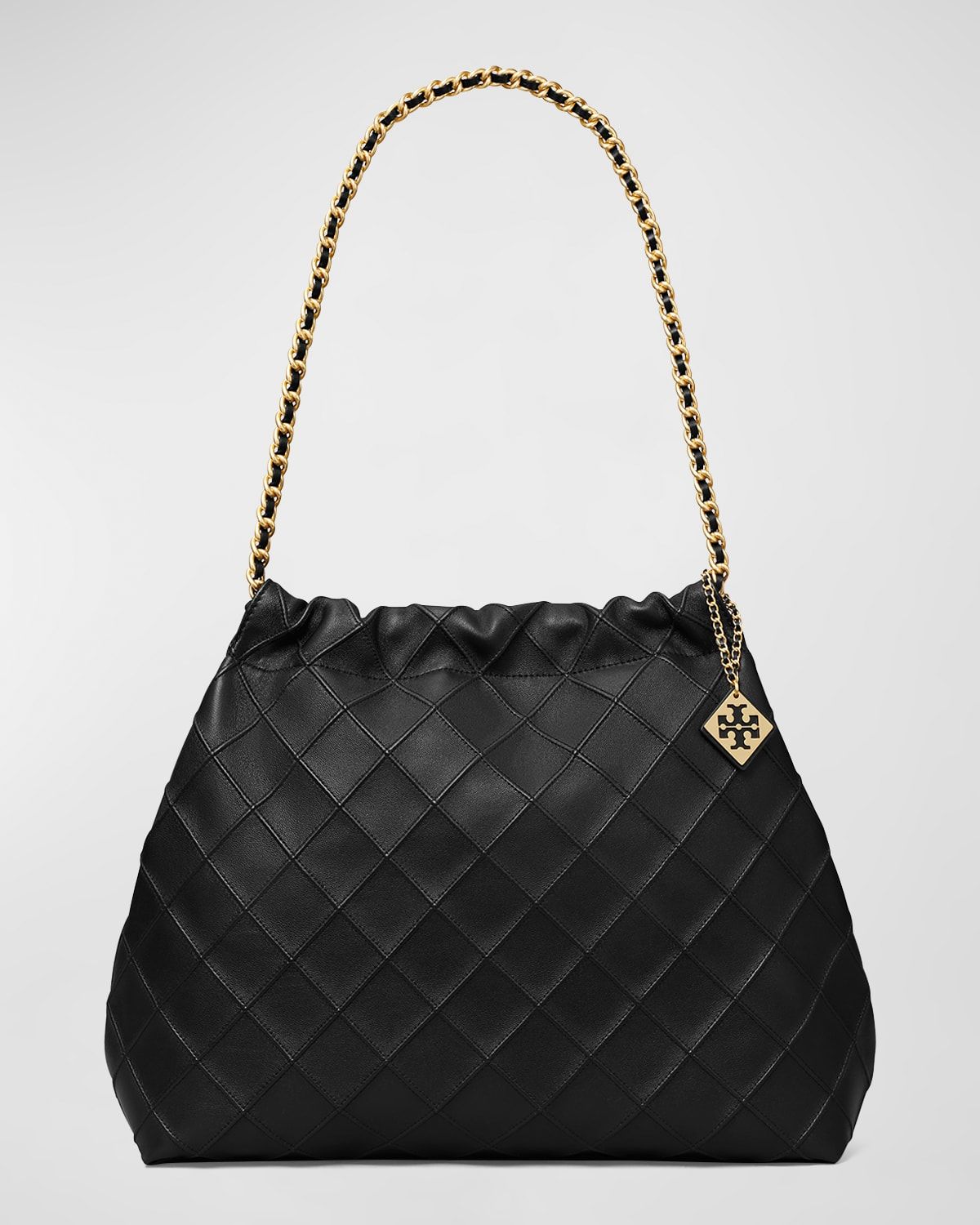 Fleming Drawstring Leather Hobo Bag