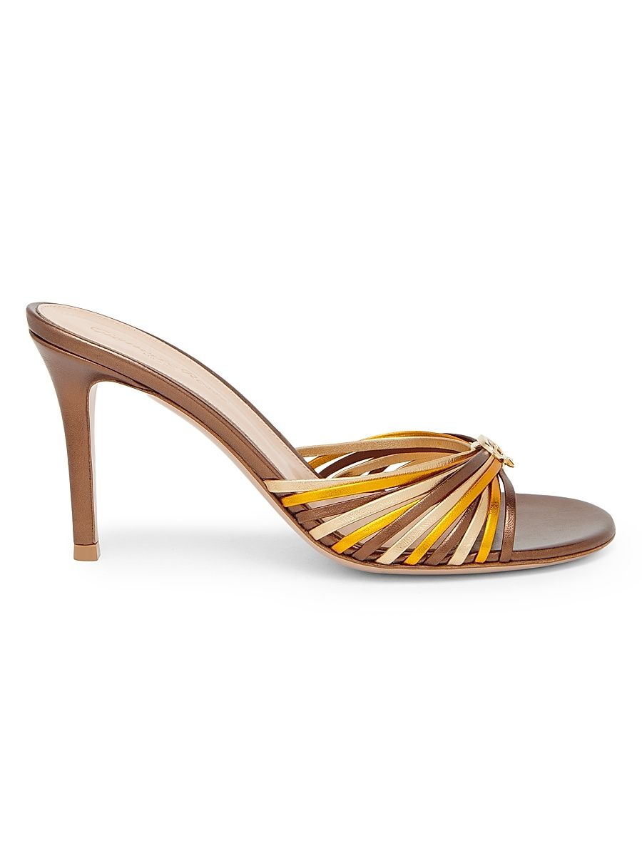 Women's Nappa Silk 70MM Leather Slip-On Sandals - Chocolate Multi - Size 11