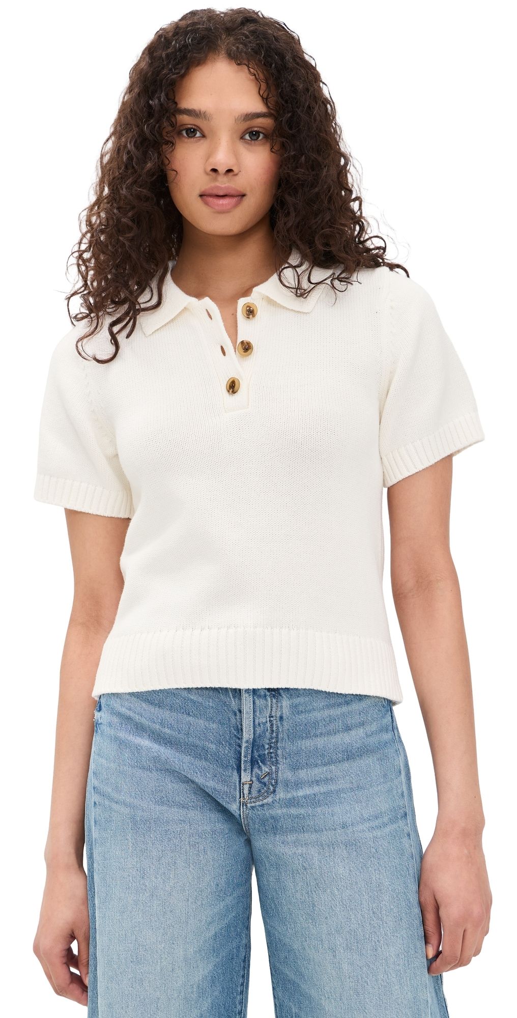 DL1961 May Short Sleeve Polo White L