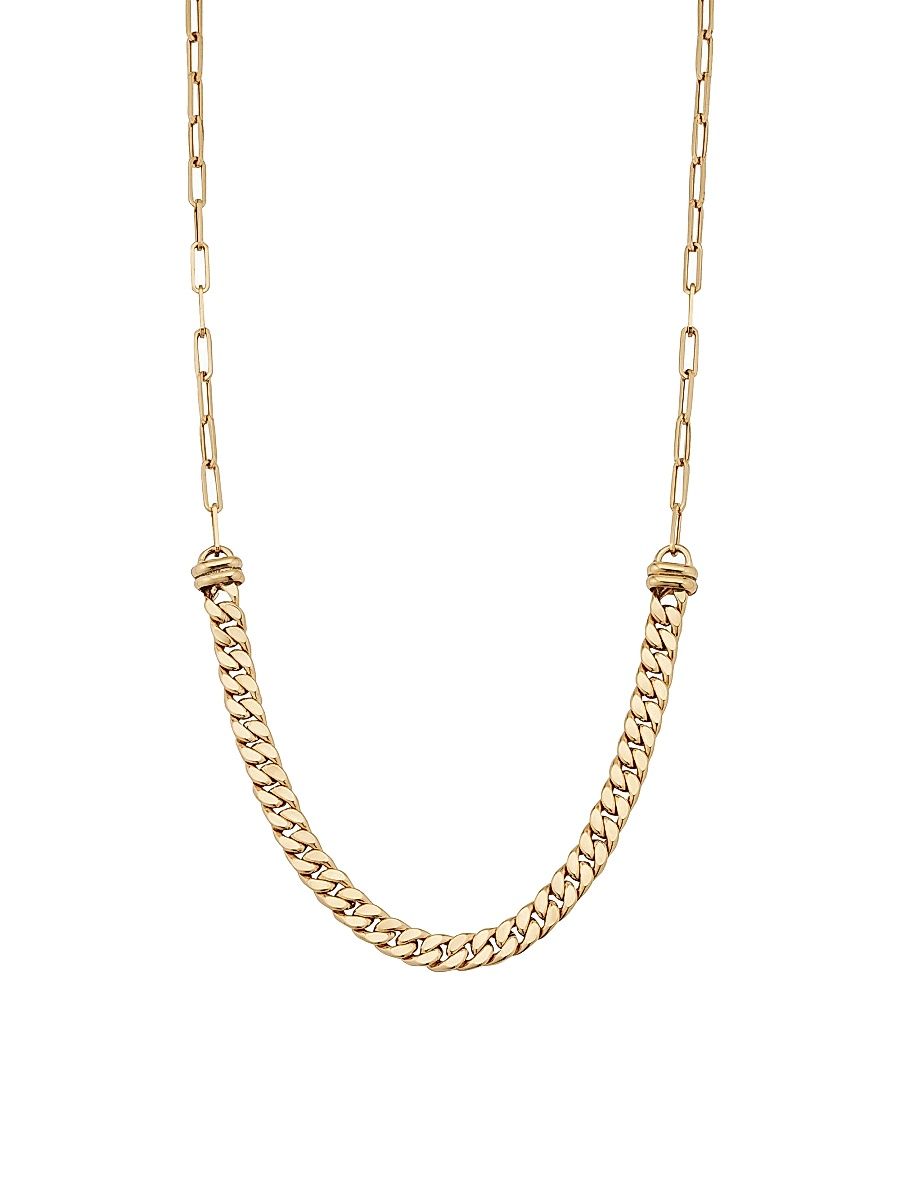 Women's 14K Yellow Gold Carmine Curb Center Cut Necklace - Yellow Gold - Size 18