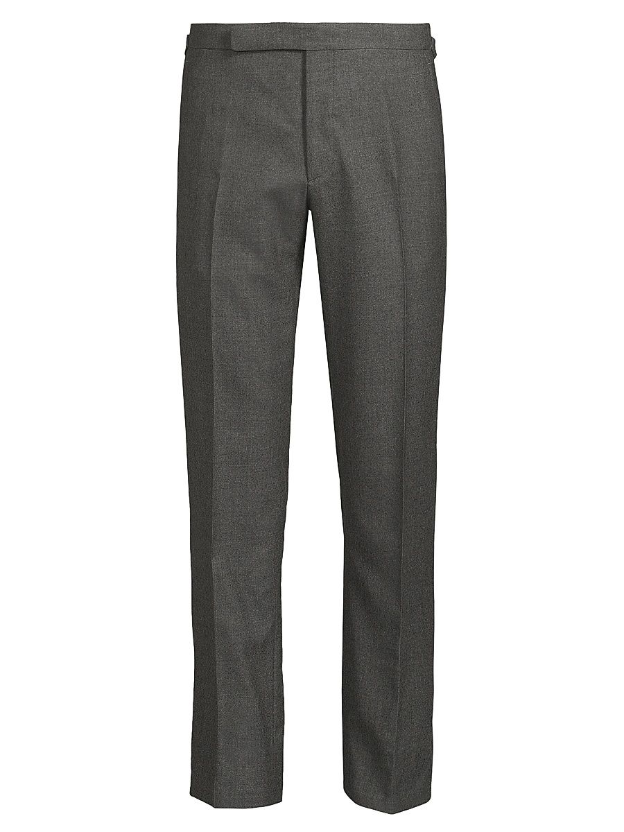 Men's Gregory Hand-Tailored Wool Flannel Trousers - Grey Heather - Size 40
