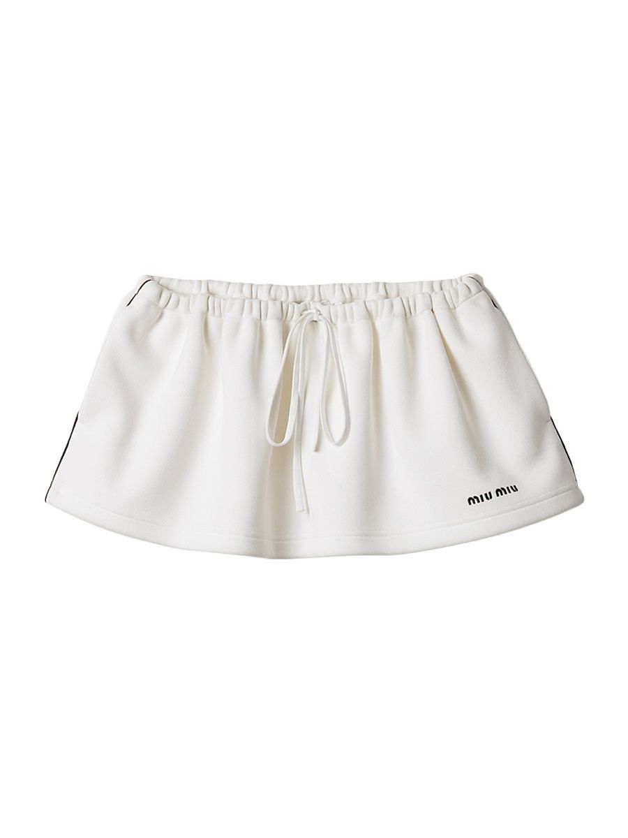 Women's Bonded Piqué and Technical Jersey Miniskirt - White - Size 8