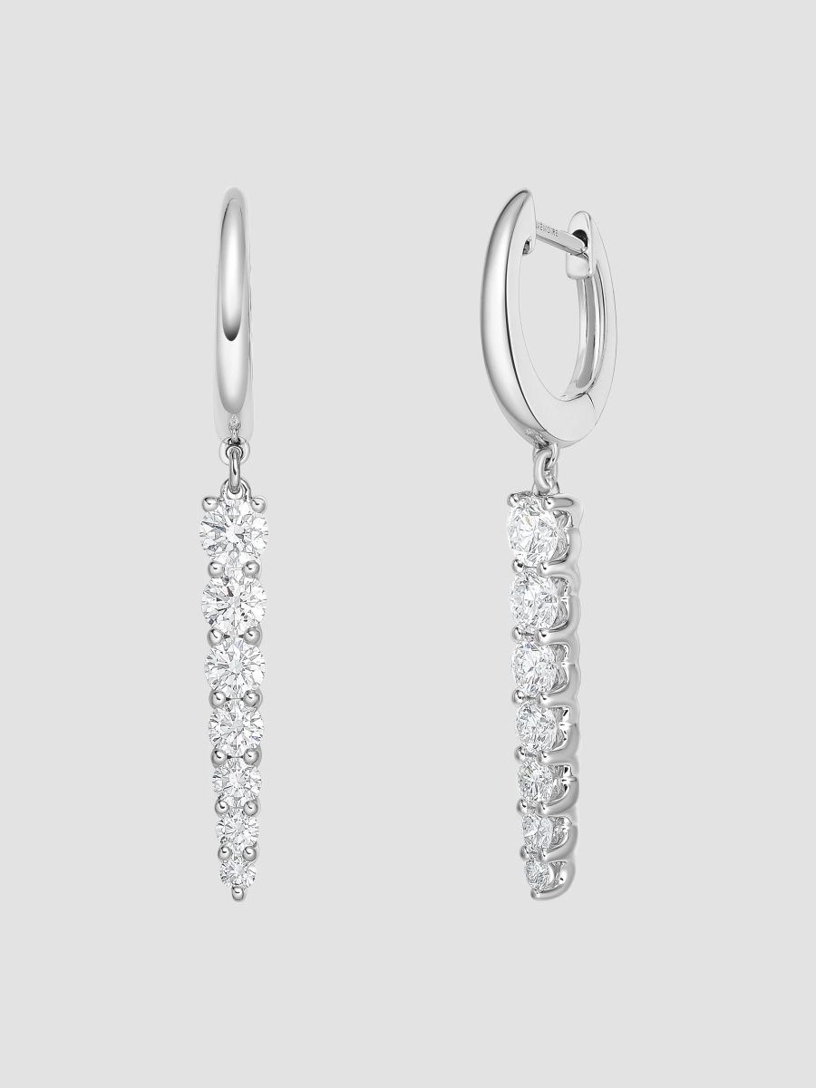 Women's Identity 18K White Gold & 0.94-1.05 TCW Diamond Linear Drop Earrings - White Gold