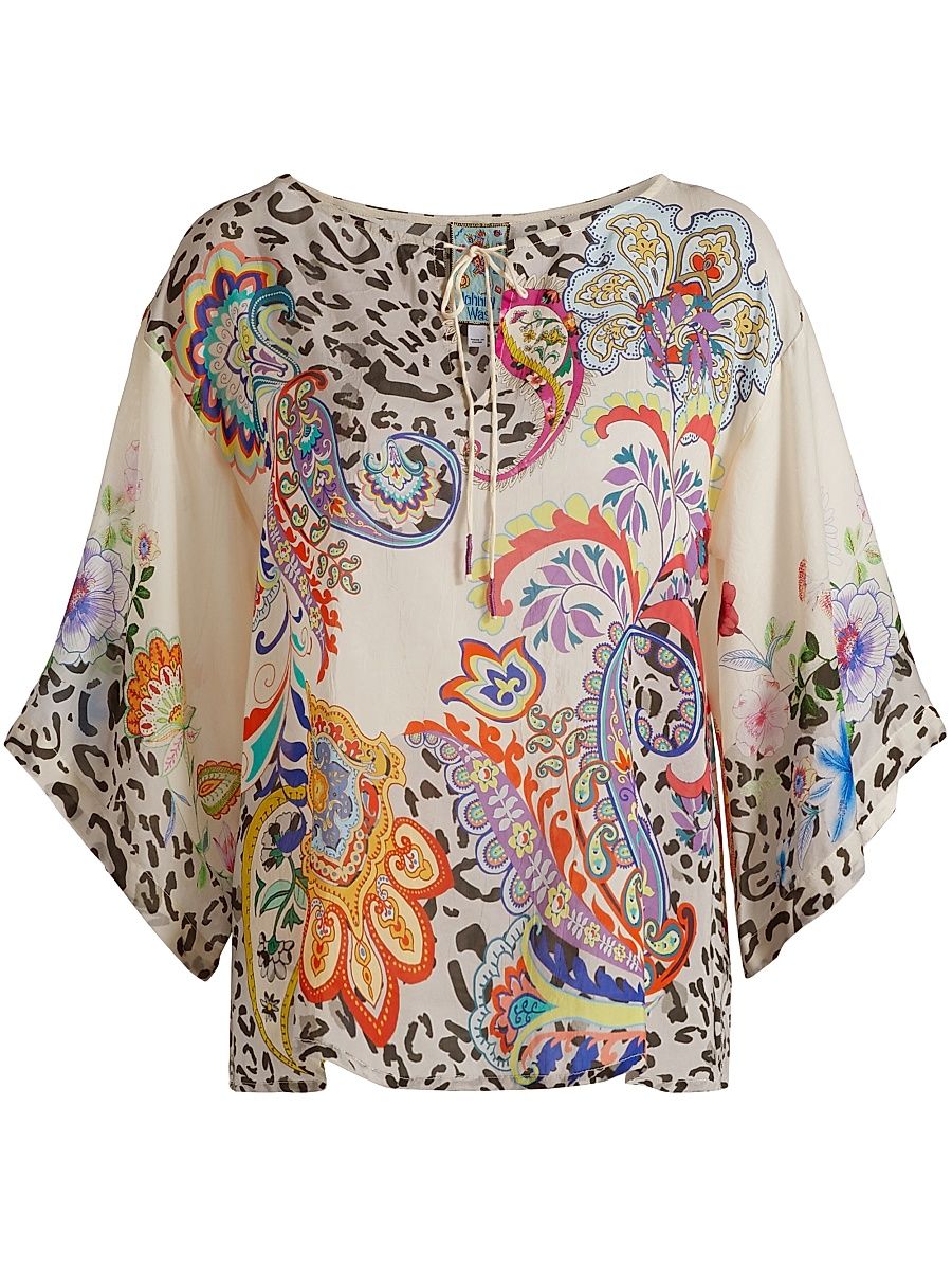 Women's Milo Paisley Tieneck Blouse - Amanda - Size Large