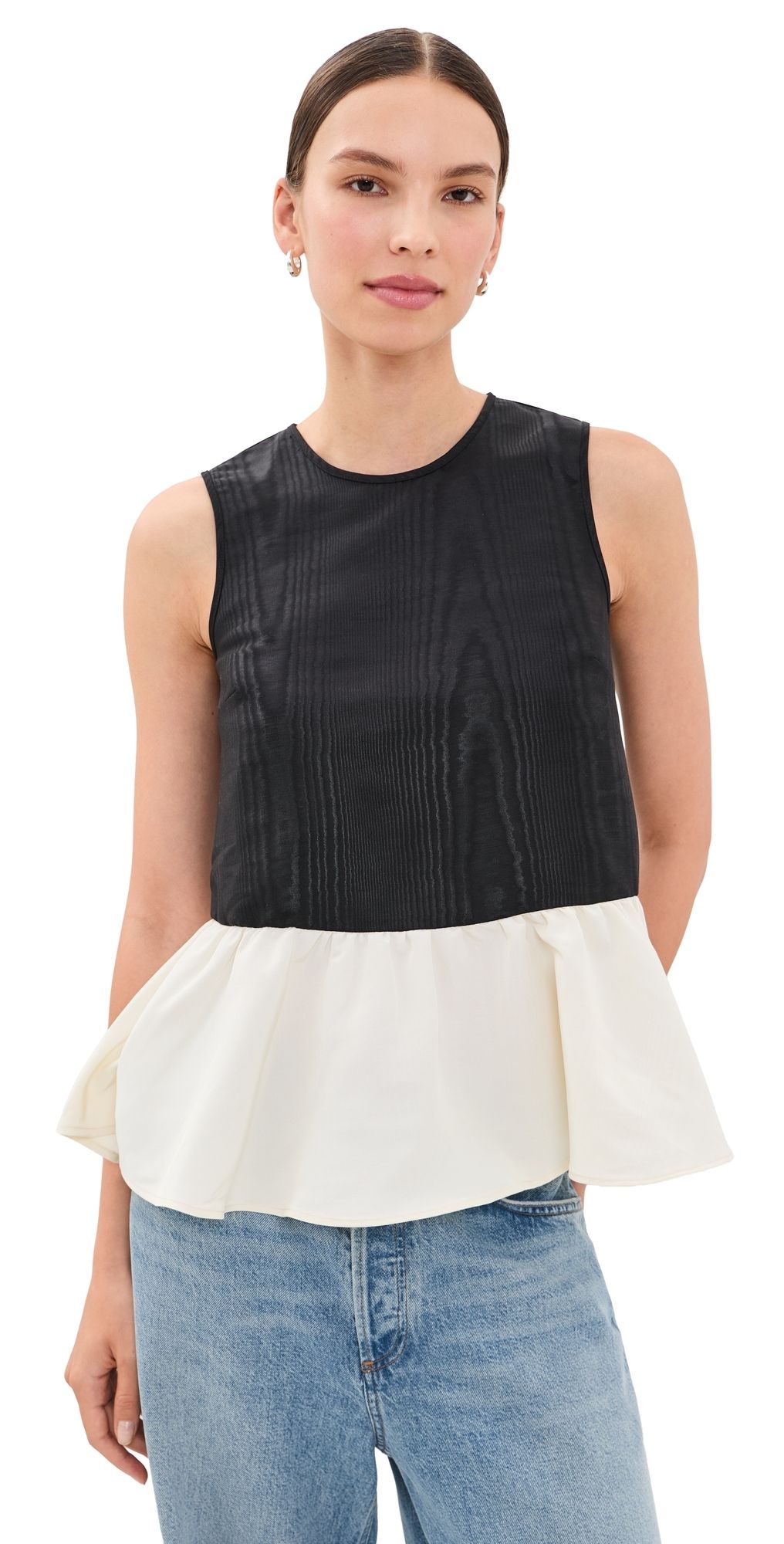 SIMONMILLER Iris Moire Top Black/Bone XL