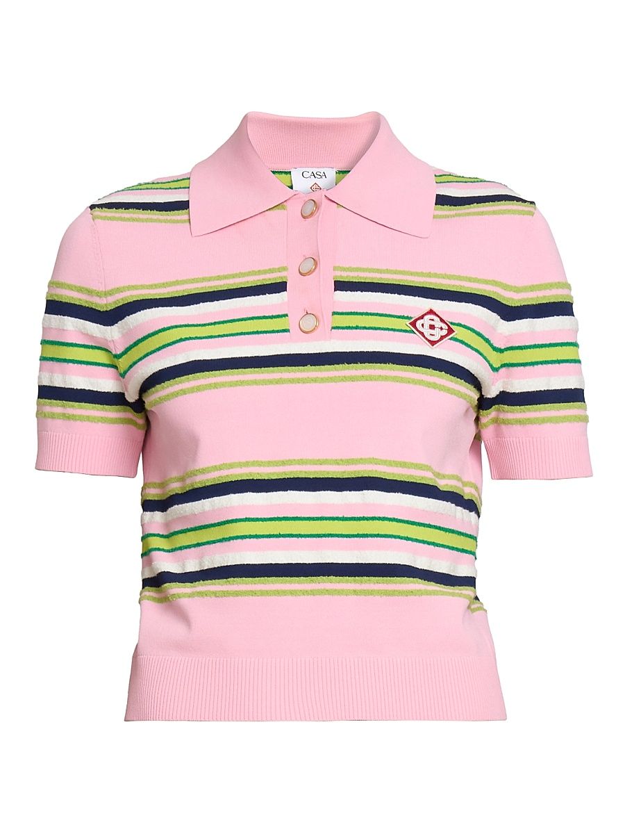 Women's Striped Fitted Polo Shirt - Size Large