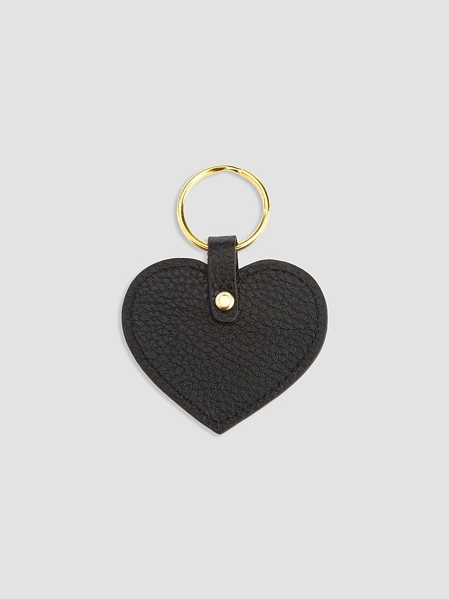 Royce New York Unisex Heart-Shaped Leather Key Chain - Black