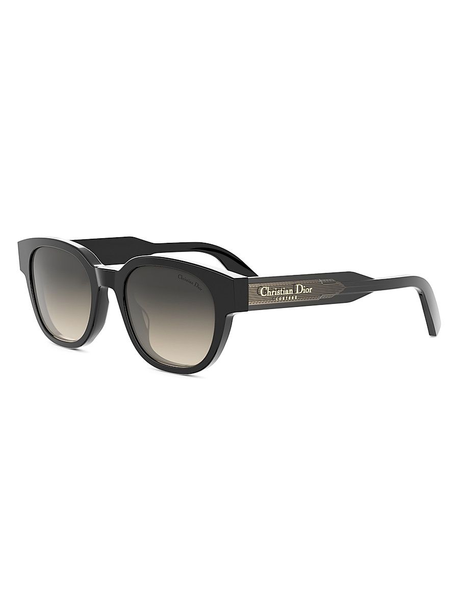 Men's Christian Dior Label 51MM Round Sunglasses - Black Brown