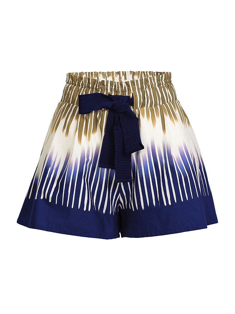 Women's Giorgio Dyed Cotton Shorts - Navy Mustard Abstract - Size Large