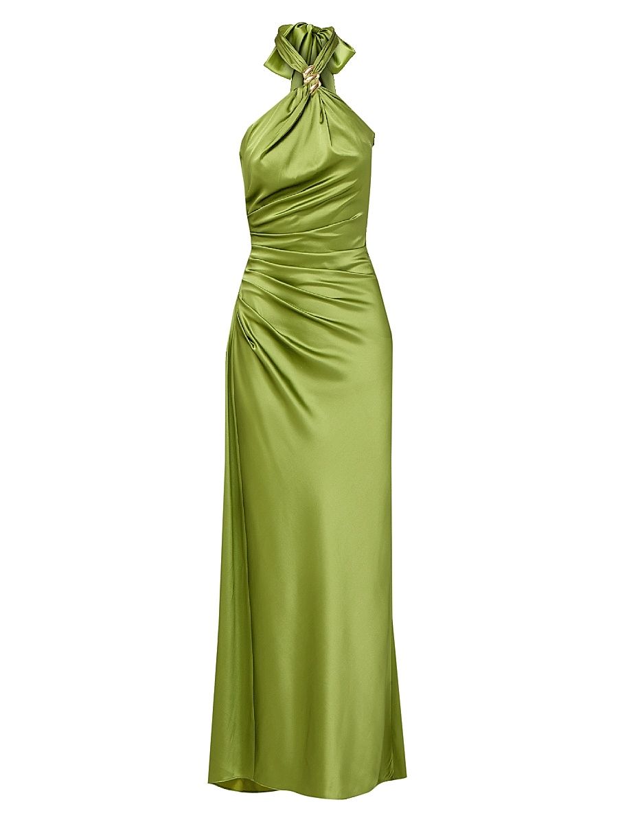 Women's Izaren Satin Halterneck Gown - Cactus - Size 16