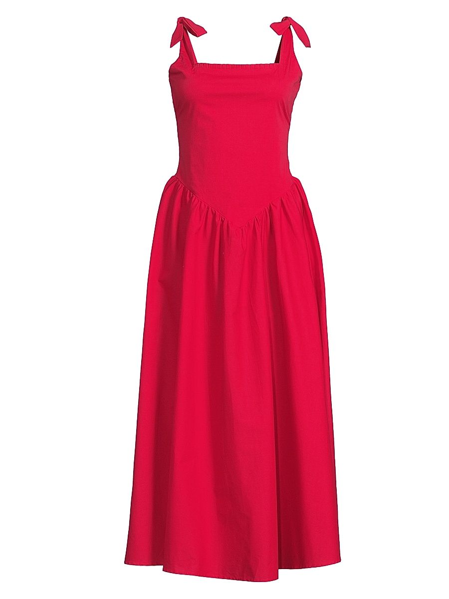 Women's Harlow Stretch Poplin Maxi Dress - Red - Size Medium