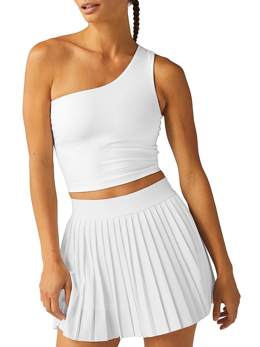 Women's Spacedye The Bold Shoulder Cropped Tank Top - Cloud White - Size XS