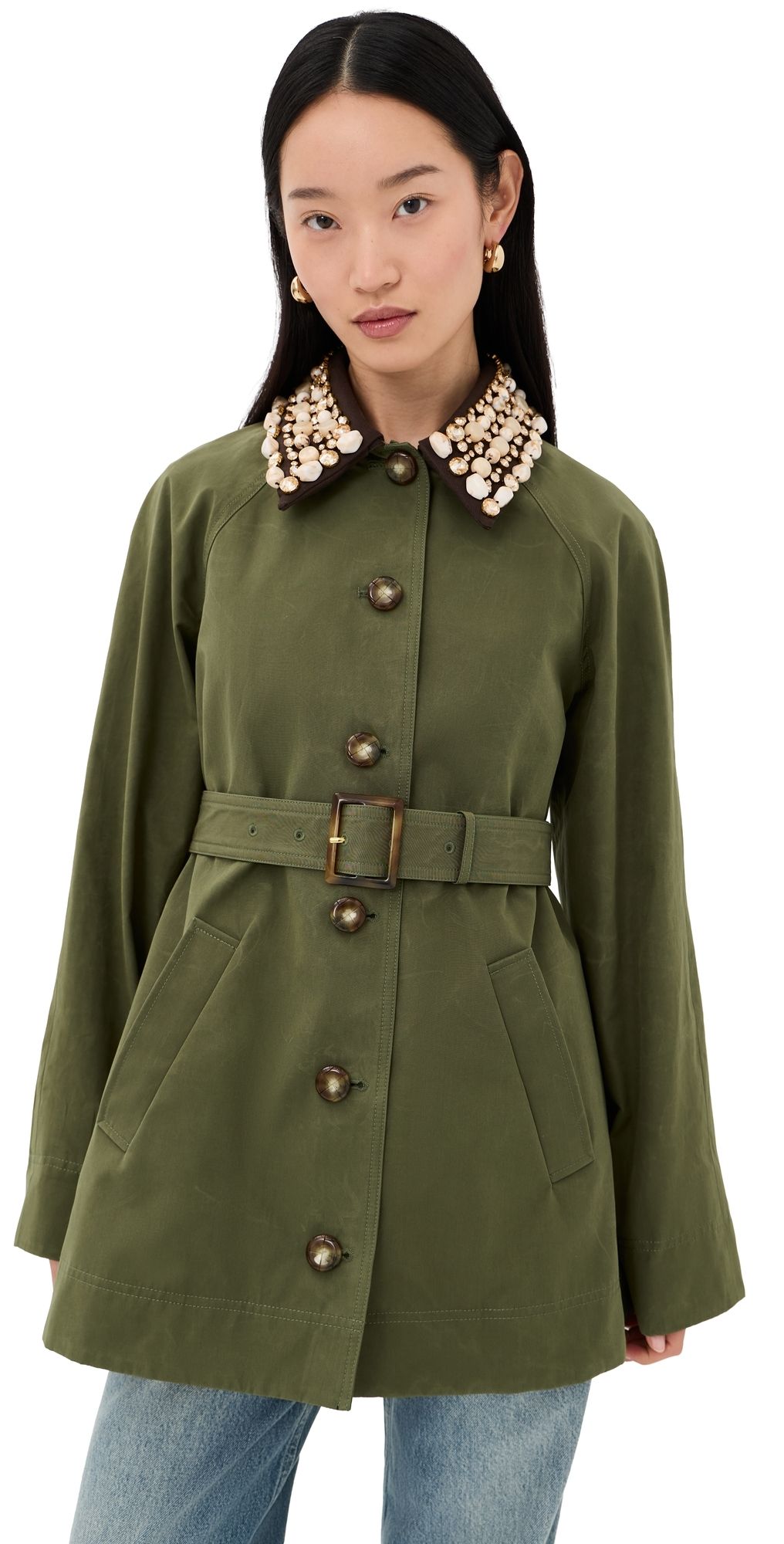 Veronica Beard Langham Dickey Coat Stone Army S