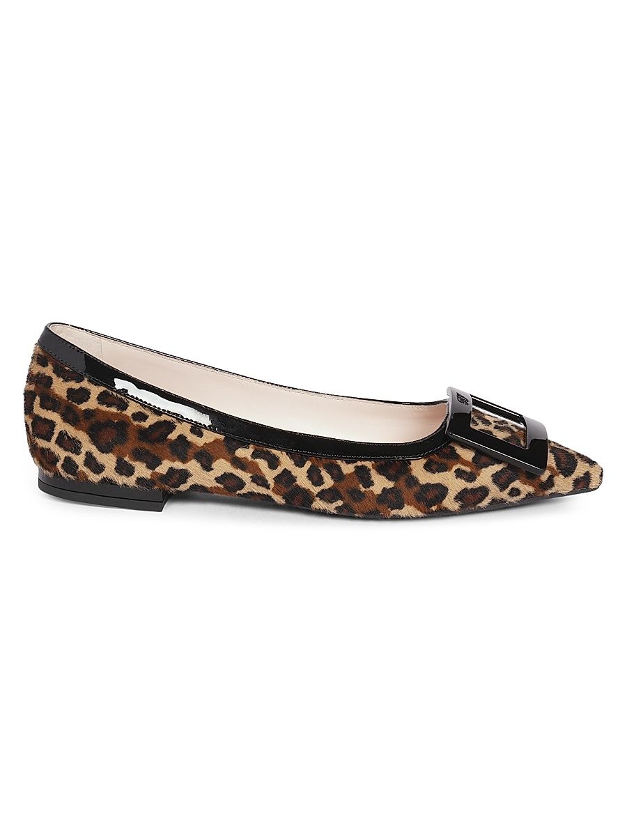 Women's Gommettine Leopard-Printed Calf Hair Ballerina Flats - Natural Nero - Size 11