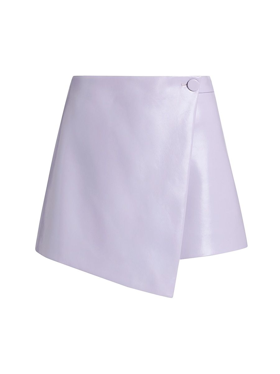 Women's Stella Faux-Leather Wrap Miniskirt - Wisteria - Size 10