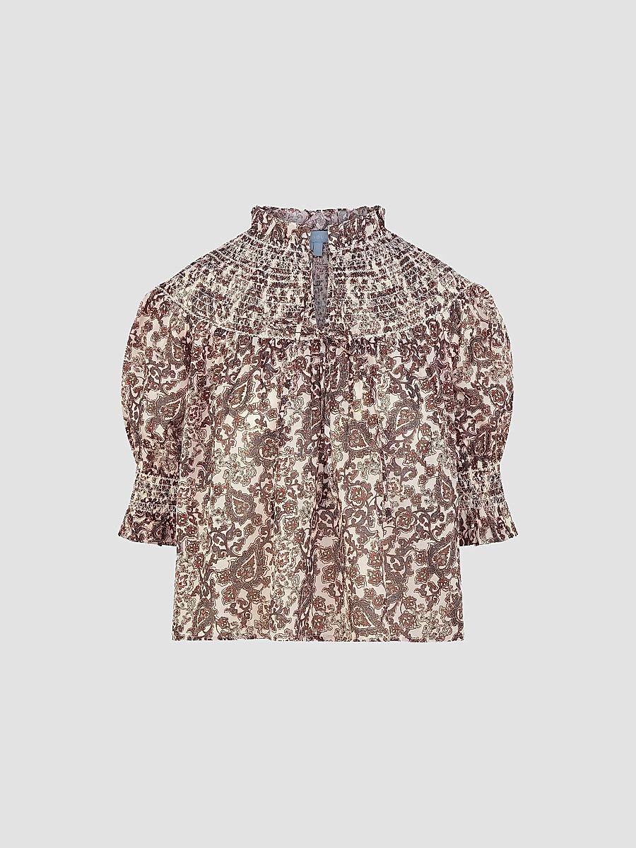 Women's The Zinnia Top - Chedworth Paisley Brown - Size XXL