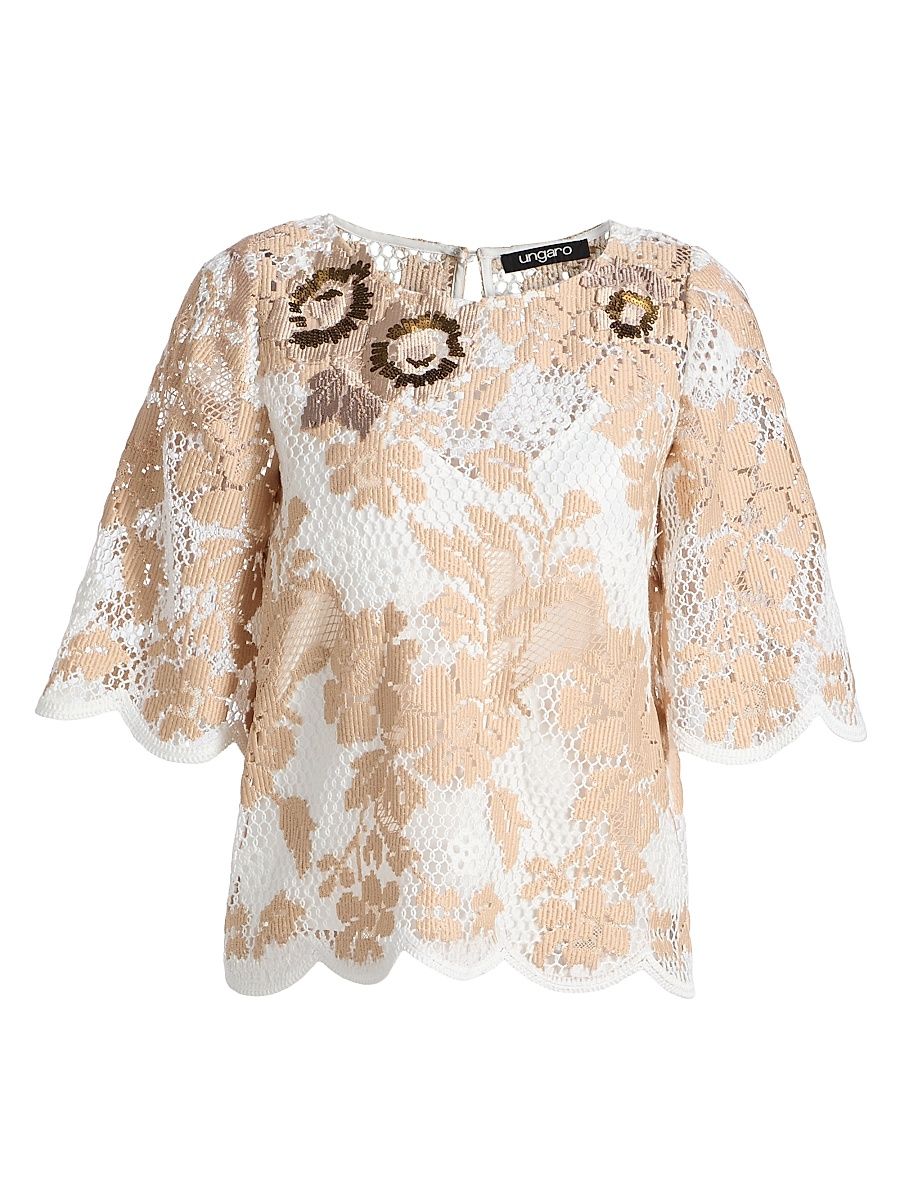 Women's Wren Floral Lace Blouse - Natural Multi - Size XXL