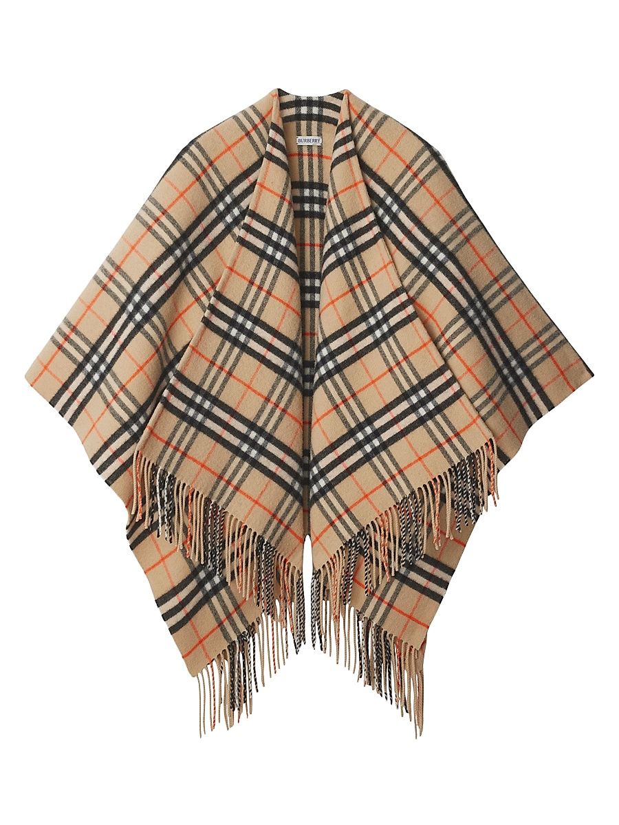 Women's Charlotte Check Wool-Cashmere Cape - Sand