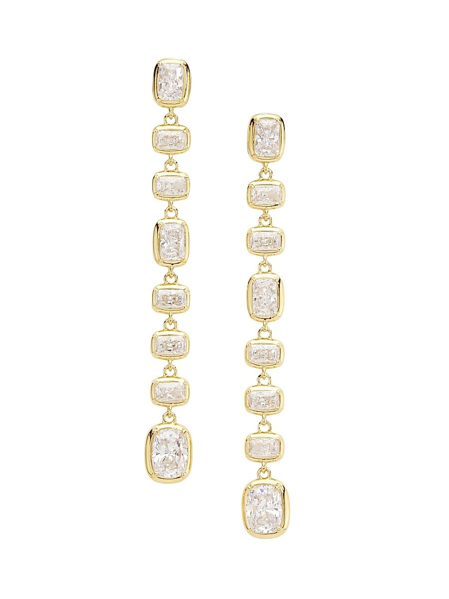 Women's Cabrete 18K-Gold-Plated & Cubic Zirconia Linear Drop Earrings - Gold