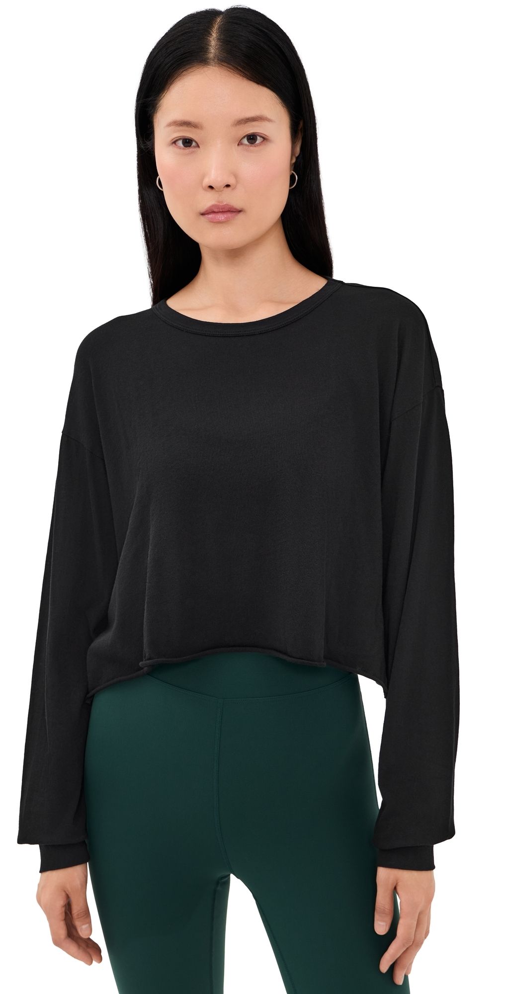 Year of Ours Cropped Long Sleeve Tee Black XS