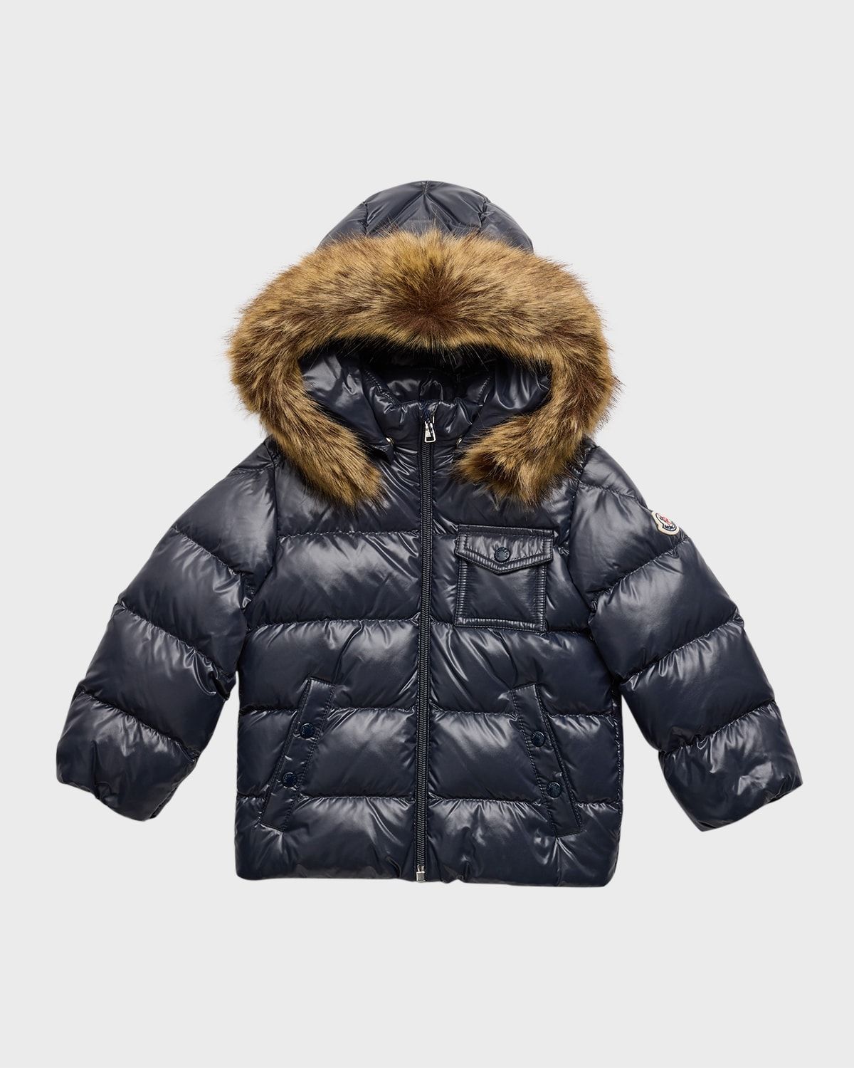 Kid & apos;s Quilted Puffer Faux Fur Jacket, Size 3M-3