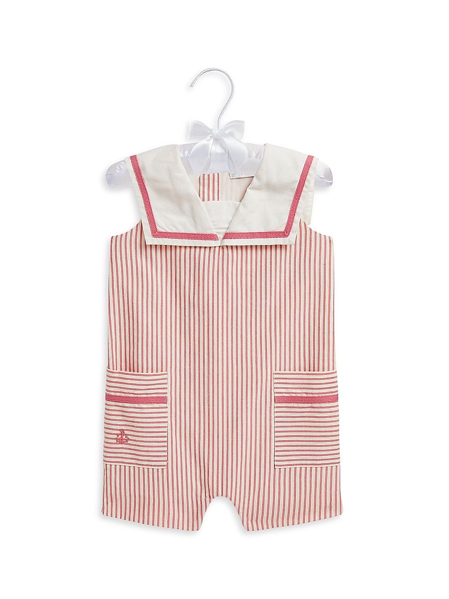 Baby Boy's Striped Cotton Sailor Shortall - Cream - Size 9 Months