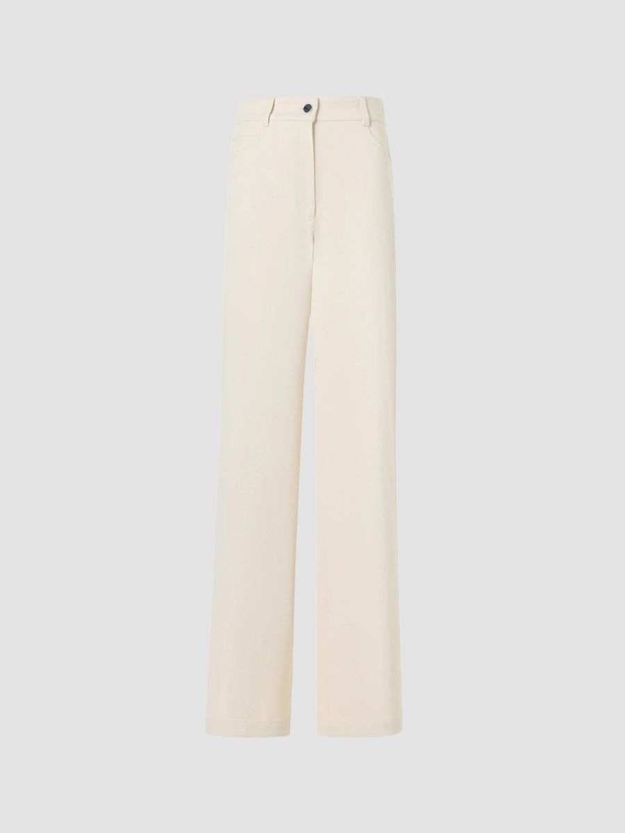 Akris punto Women's Cooper Washed Denim Wide-Leg Pants - Ivory - Size 16