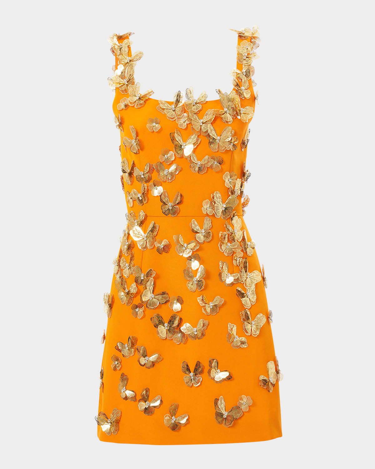 Crystal Butterfly Scoop-Neck Mini Dress