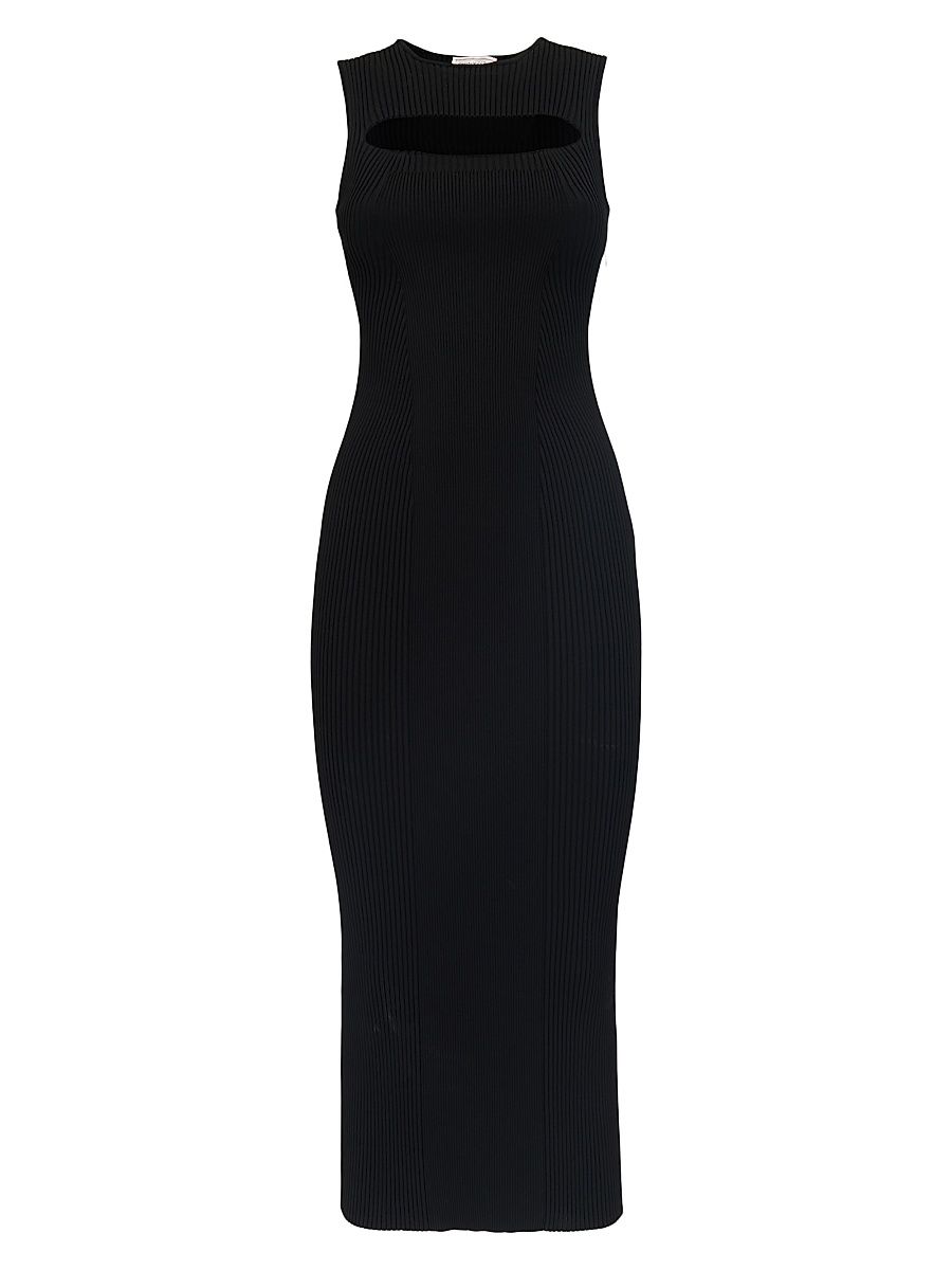 Women's Cut-Out Knit Midi-Dress - Black - Size Small