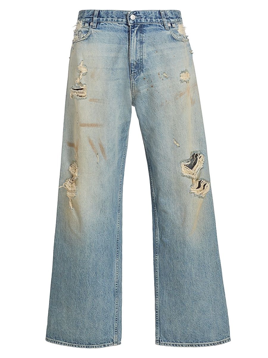 Men's Oil Spill Baggy Straight-Leg Jeans - Oil Spill Blue - Size 38