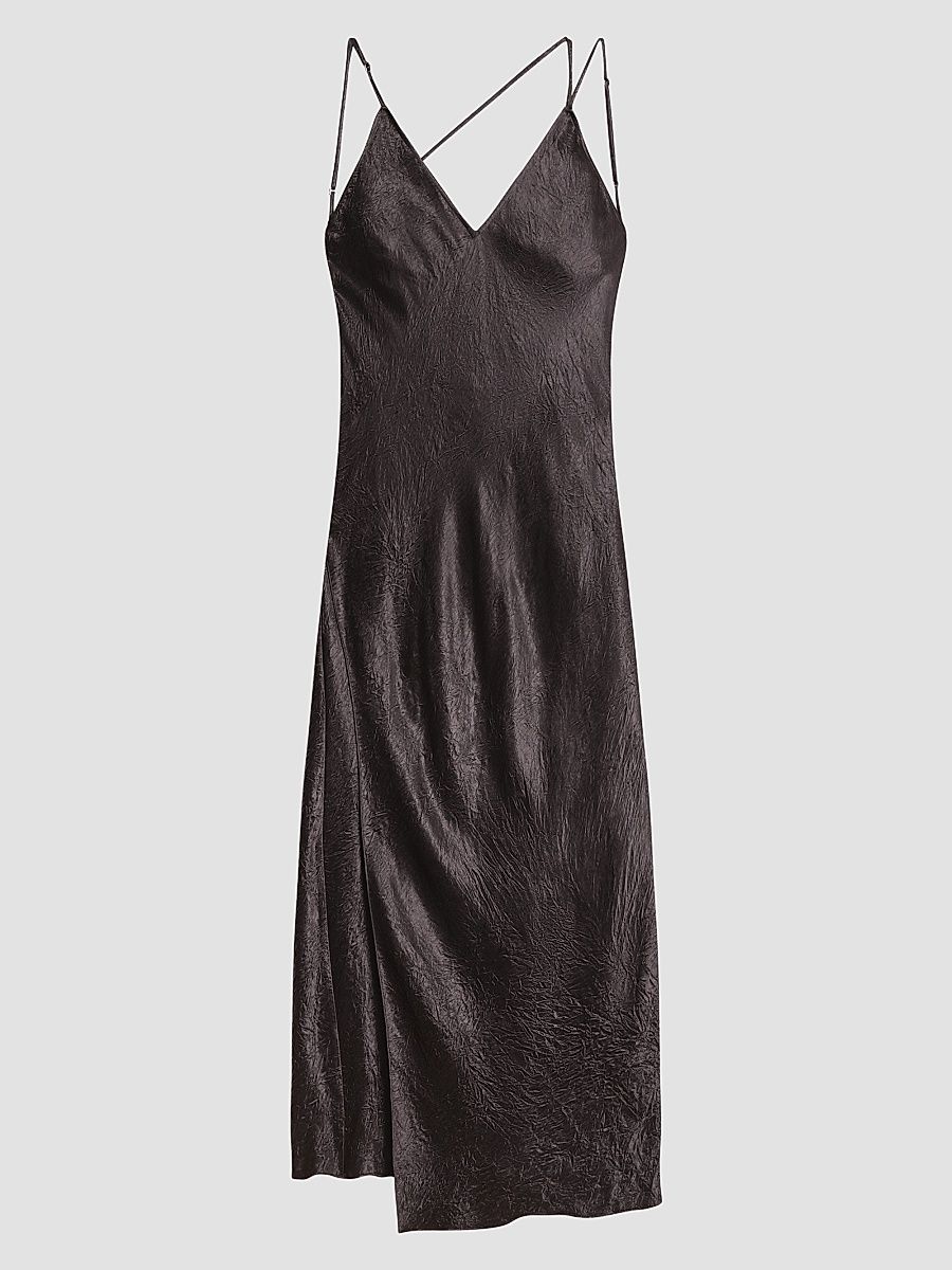 Women's Crinkled-Effect Midi Slipdress - Truffle - Size Small