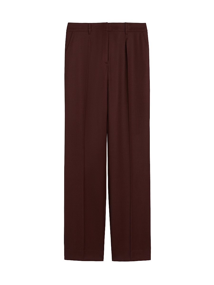 Women's Gabardine Wool Trousers - Cherry - Size 6